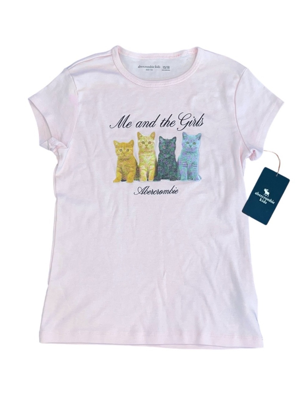 Abercrombie & Fitch Pink Kitten Cat Tee Shirt NWT Girls 15/16
